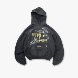 X-Premium Distressed Craft Hoodie — Washed Black