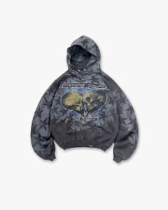 X-Premium Botanical Floral Romance Hoodie — Vintage Black